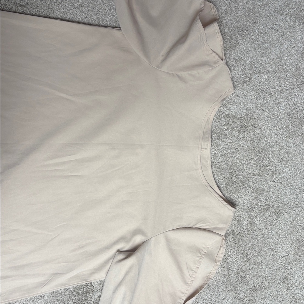 Classic Beige Puff Sleeve Dress